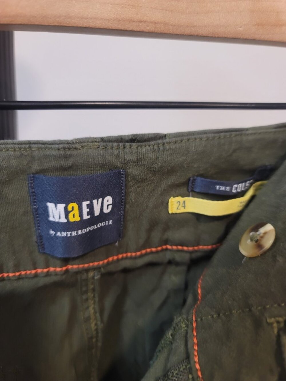 Anthropologie Maeve Colette Wide Leg Pants Olive Green Linen Size 24 High Rise - Picture 4 of 7
